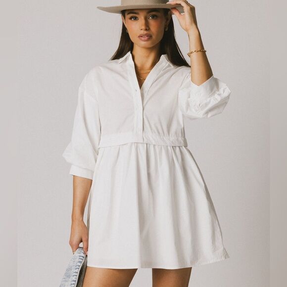 NWT English Factory puff sleeve collared mini dress oversized size medium - Picture 3 of 15